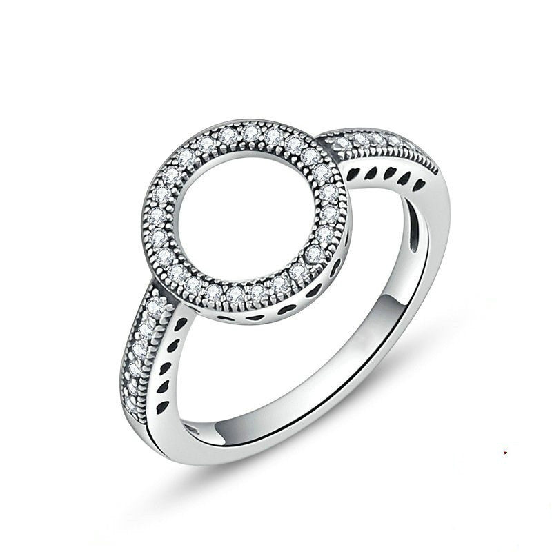 Electroplated Alloy Ring With Diamond Halo Individually Packed Trendy Design Jewelry For Women And Girls Style