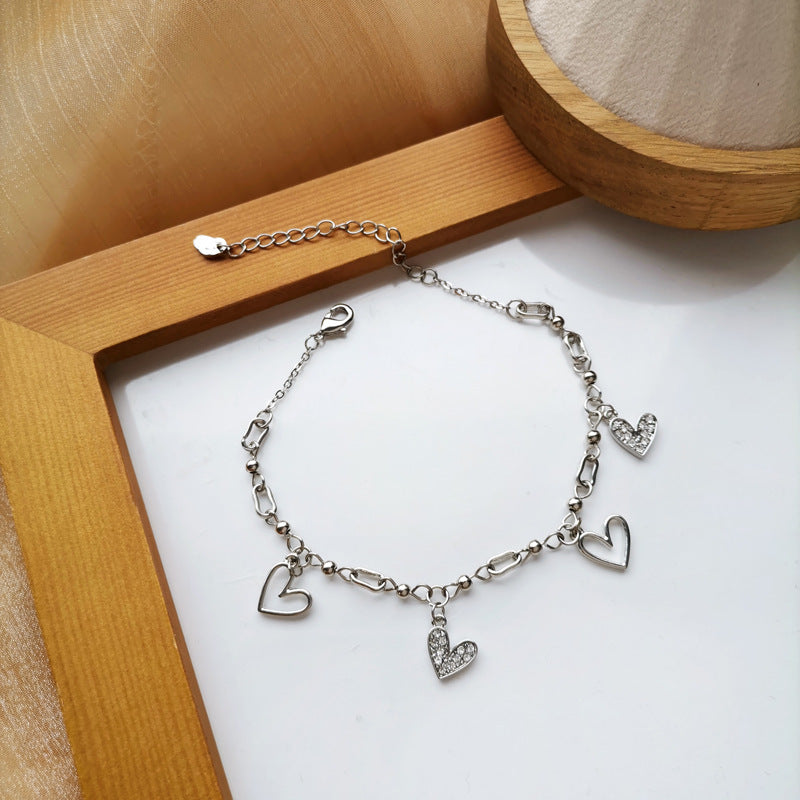 Womens Bracelet Heart Shaped Design Alloy Electroplating 18cm Chain 5cm Extender Fashion Jewelry Love Bracelet