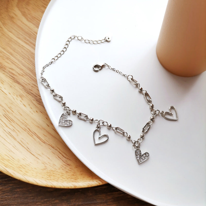 Womens Bracelet Heart Shaped Design Alloy Electroplating 18cm Chain 5cm Extender Fashion Jewelry Love Bracelet