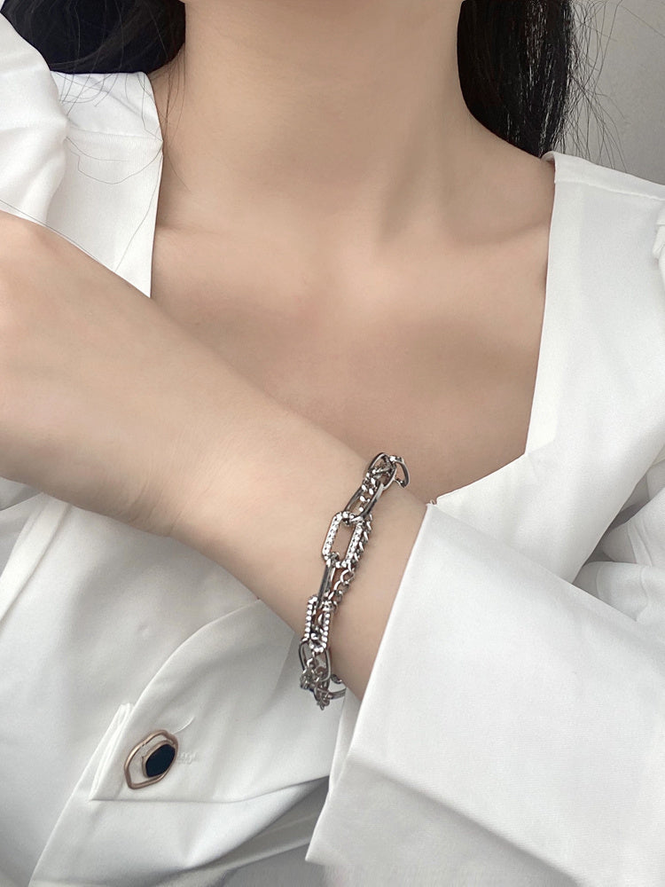 Womens Multi Layer Diamond Inlaid Adjustable Alloy Bracelet Silver Gold Tone Japanese Korean Style Gift For Women