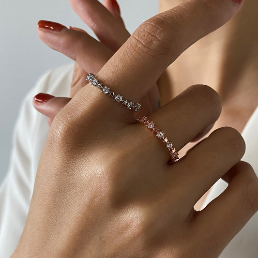 Copper Zircon Five Pointed Star Ring For Index Finger Gift