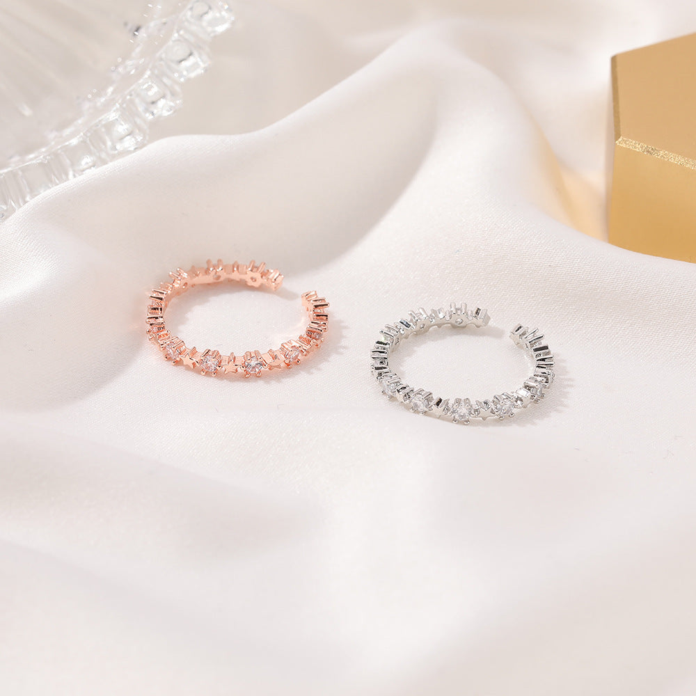 Copper Zircon Five Pointed Star Ring For Index Finger Gift