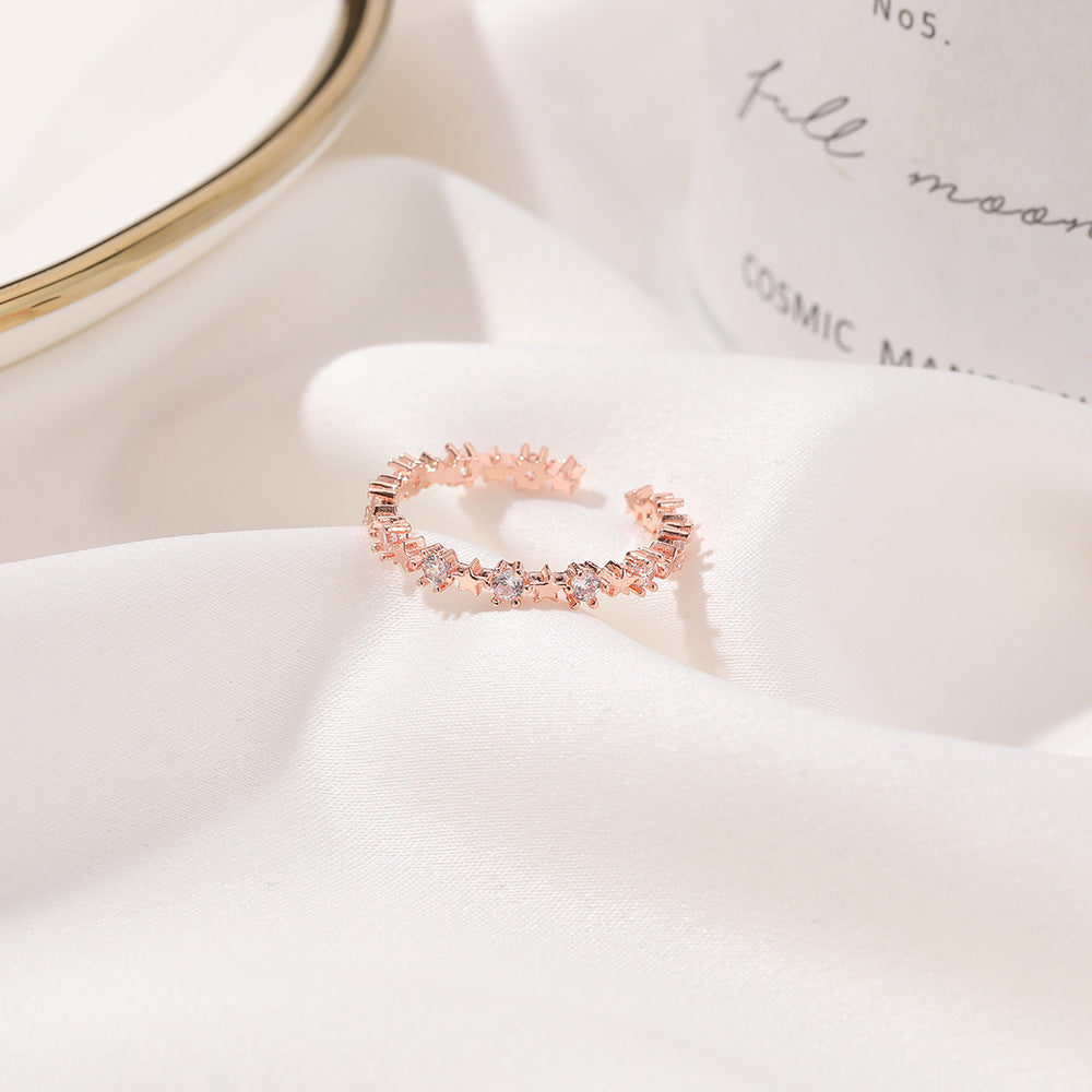 Copper Zircon Five Pointed Star Ring For Index Finger Gift