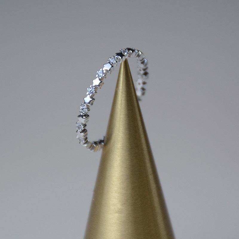 Electroplated Alloy Ring Star Zircon Inlay Wedding Jewelry Individually Packed Customizable Universal Ring For