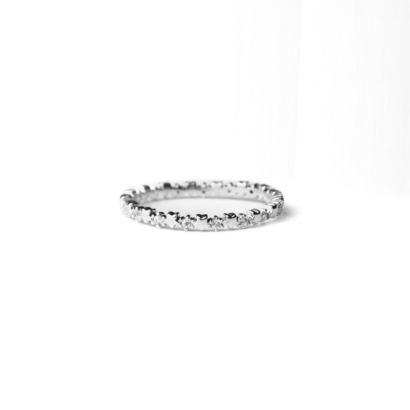 Electroplated Alloy Ring Star Zircon Inlay Wedding Jewelry Individually Packed Customizable Universal Ring For