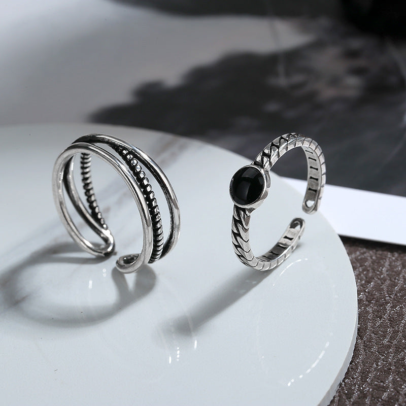 Copper Double Layer Twist Ring Geometric Design Adjustable