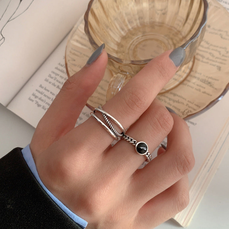 Copper Double Layer Twist Ring Geometric Design Adjustable