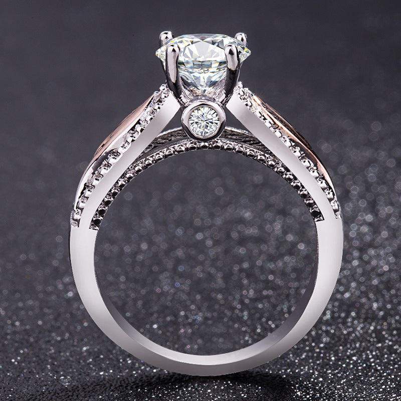 Angel Wings Zircon Gold Ring Copper Jewelry For Ladies Creative European Styles Factory Directly Sales Elegant