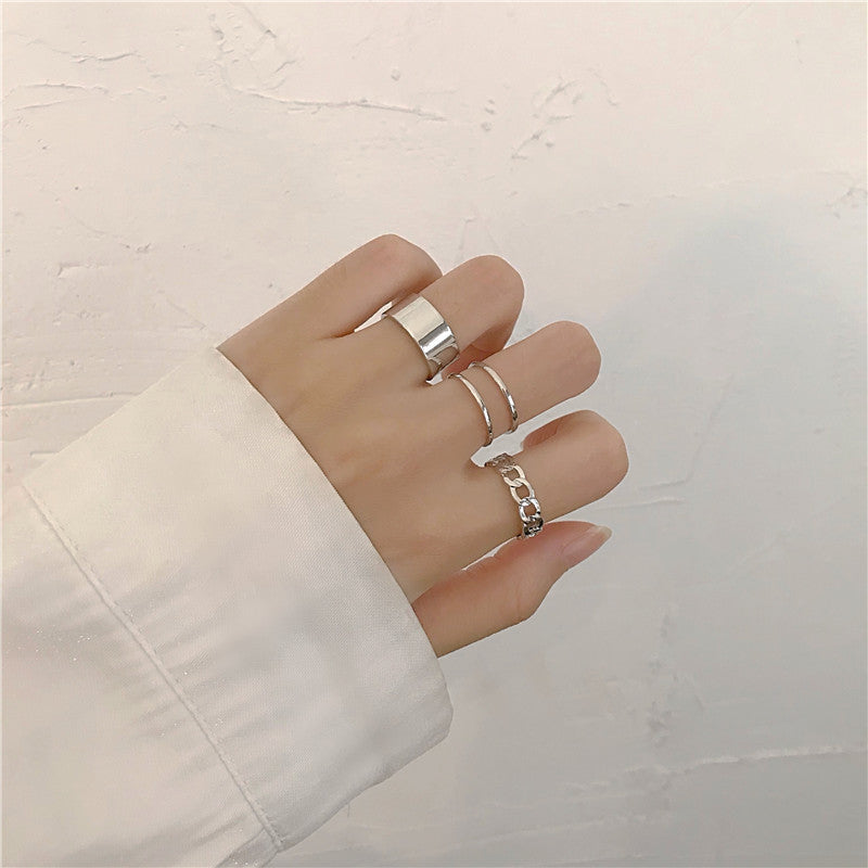 Womens Geometric Ring Set Adjustable Opening Index Finger Ring Electroplated Retro Knuckle Ring Geometric Ring