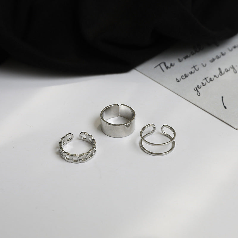 Womens Geometric Ring Set Adjustable Opening Index Finger Ring Electroplated Retro Knuckle Ring Geometric Ring