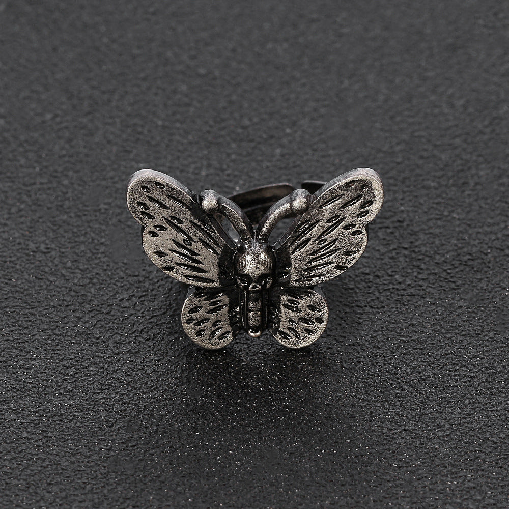 Butterfly Ring Adjustable Metal Jewelry Retro European Geometric Style Womens Fashion Ring Individually Packed