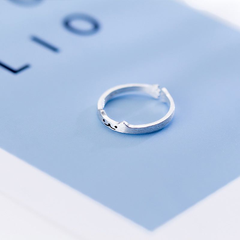 Sterling Silver Kitten Ring Cat Ring For Women 925 Silver