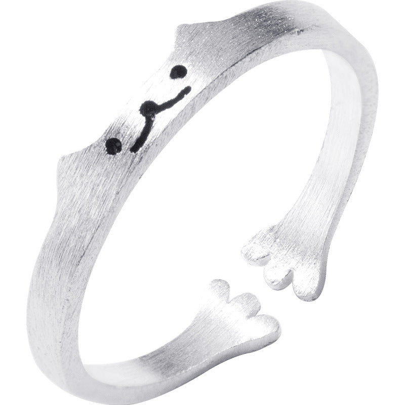 Sterling Silver Kitten Ring Cat Ring For Women 925 Silver