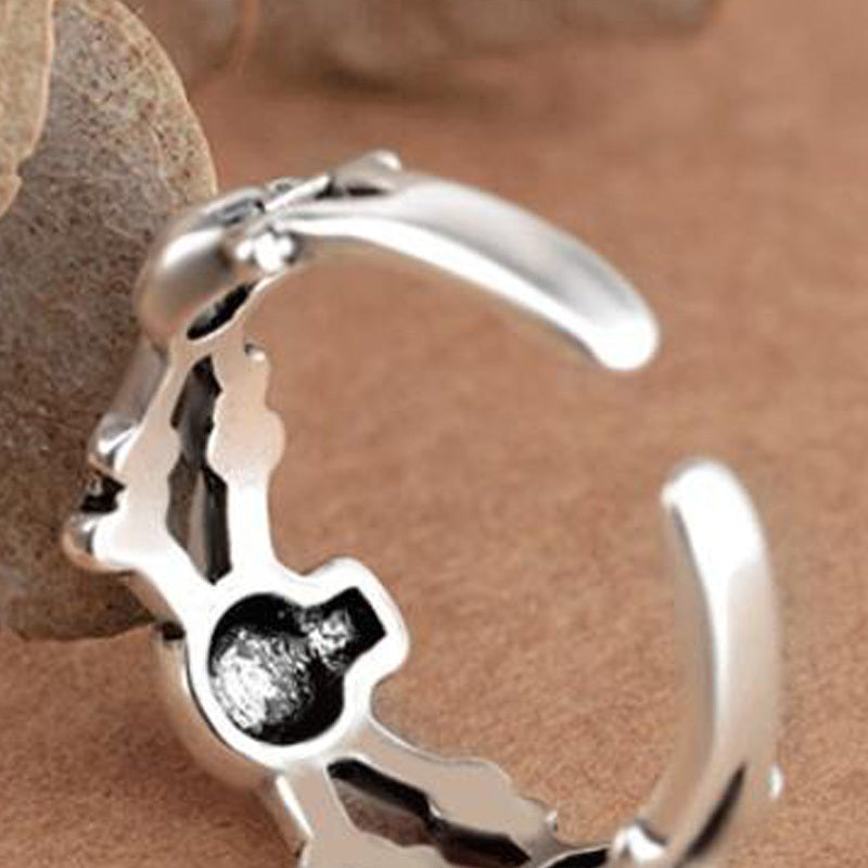 Unisex Adjustable Skull Ring Geometric Copper With Thai Silver Electroplating Individually Packed In Gift Boxed