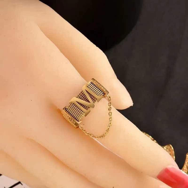 Womens Titanium Steel Letter Ring Non Fading Fashion Electroplated Jewelry Durable Birthday Gift Unique Design