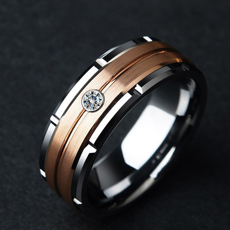 Mens Stainless Steel Geometric Ring European American Style Simple Uninlaid Band For Him Jewelry Gift Everyday Style