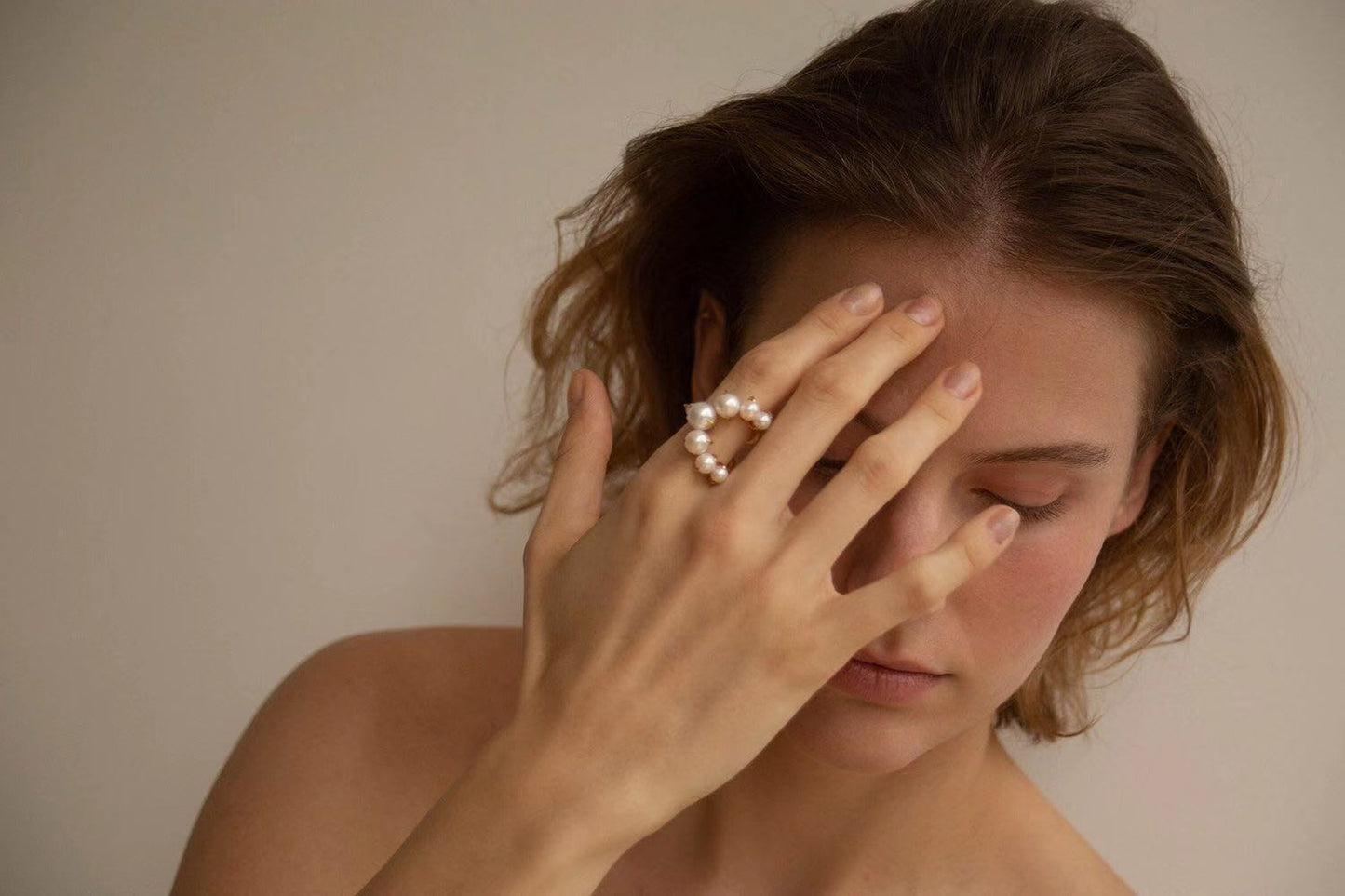 Womens Gold Plated Ring With Pearl Inlay Adjustable Open Fashion Jewelry Gift For Her Elegant Jewelry Gift Set