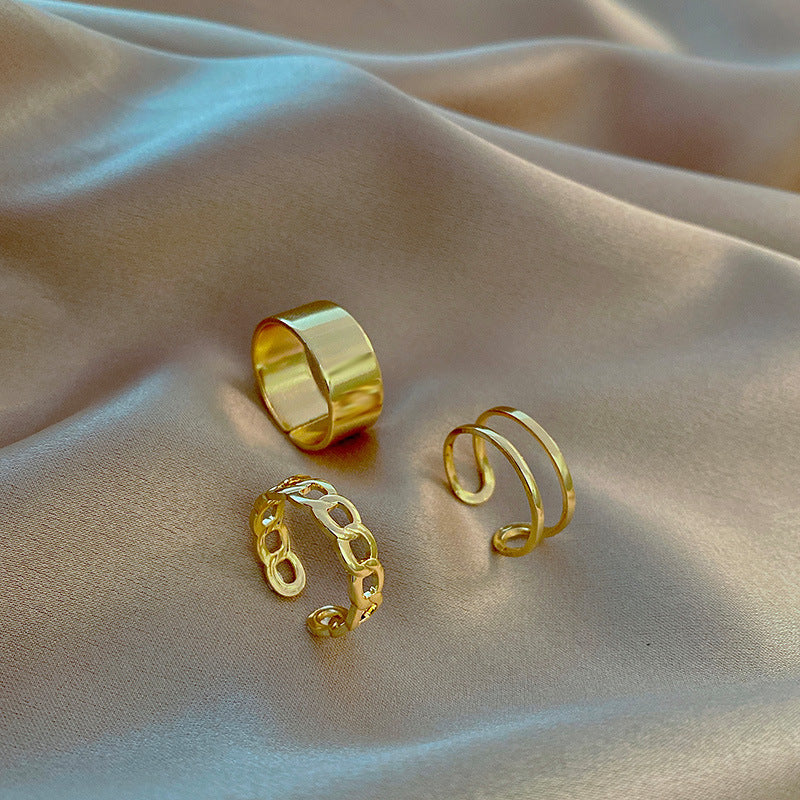 Handmade Geometric Open Ring Adjustable Alloy Metal Ring Unique Design Individually Packed Fashion Jewels Chic
