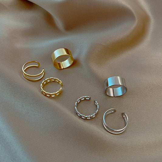 Handmade Geometric Open Ring Adjustable Alloy Metal Ring Unique Design Individually Packed Fashion Jewels Chic