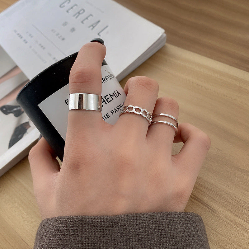 Handmade Geometric Open Ring Adjustable Alloy Metal Ring Unique Design Individually Packed Fashion Jewels Chic