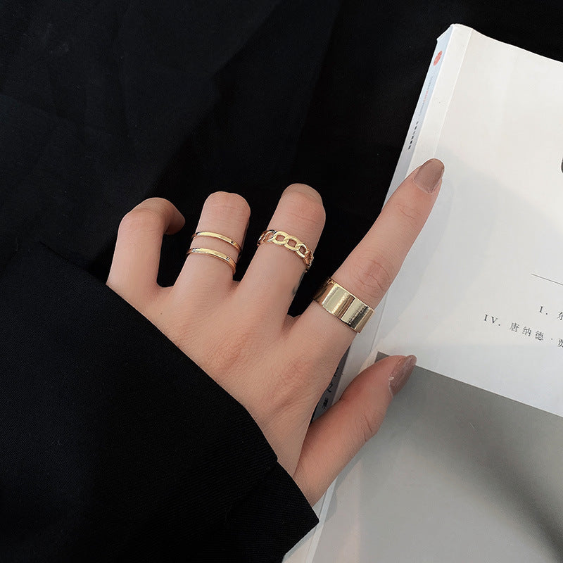 Handmade Geometric Open Ring Adjustable Alloy Metal Ring Unique Design Individually Packed Fashion Jewels Chic