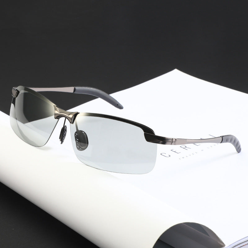 Polarized Day And Night Vision Glasses Metal Frame Resin Lenses For Driving And Fishing Sunglasses Black UV400