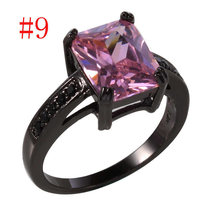 Zircon Copper Geometric Ring For Women Electroplated Fashion Jewelry Durable Elegant Wedding Statement Accessory