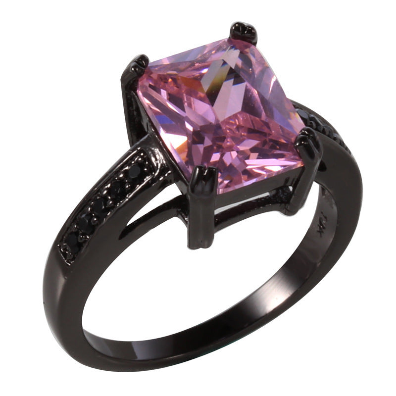 Zircon Copper Geometric Ring For Women Electroplated Fashion Jewelry Durable Elegant Wedding Statement Accessory