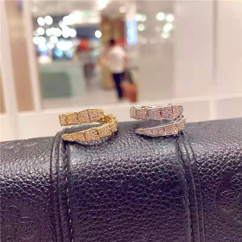 Gold Tone Snake Ring Open Adjustable Index Finger Gem Inlay