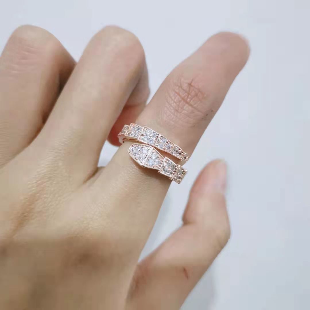 Gold Tone Snake Ring Open Adjustable Index Finger Gem Inlay