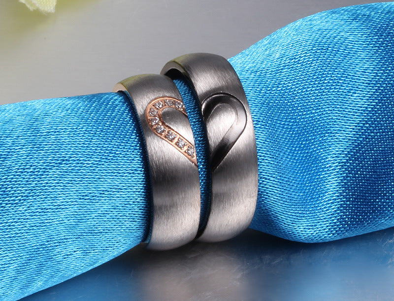 Couples Ring Micro Pave Diamond Titanium Steel Electroplated Promise Engagement Anniversary Gift Durable Luxury