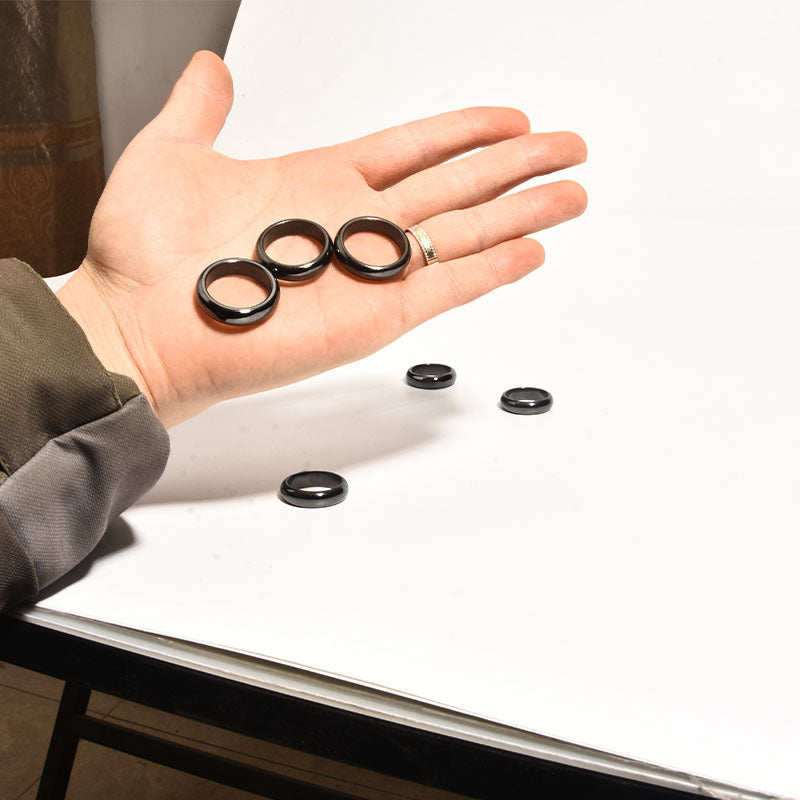 Unisex Hematite Magnetic Ring Geometric Design European American Fashion Individually Packed Rings Souvenir Gift