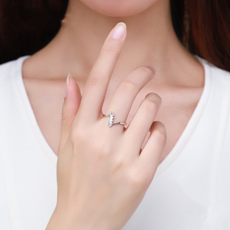 Sterling Silver Geometric Ring For Women S925 Minimalist Index Finger Fine Jewelry Elegant Everyday Accessories