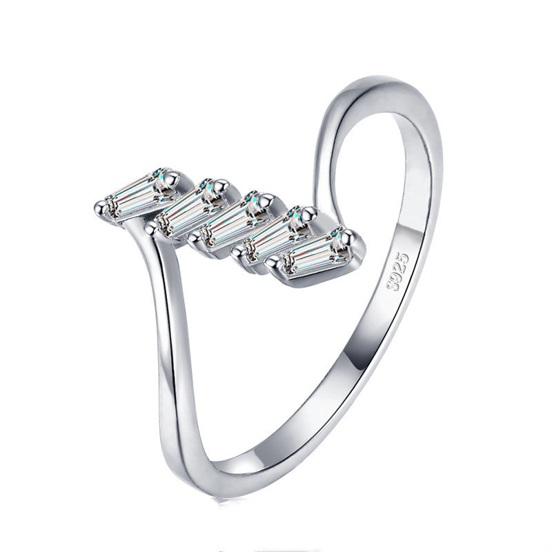 Sterling Silver Geometric Ring For Women S925 Minimalist Index Finger Fine Jewelry Elegant Everyday Accessories