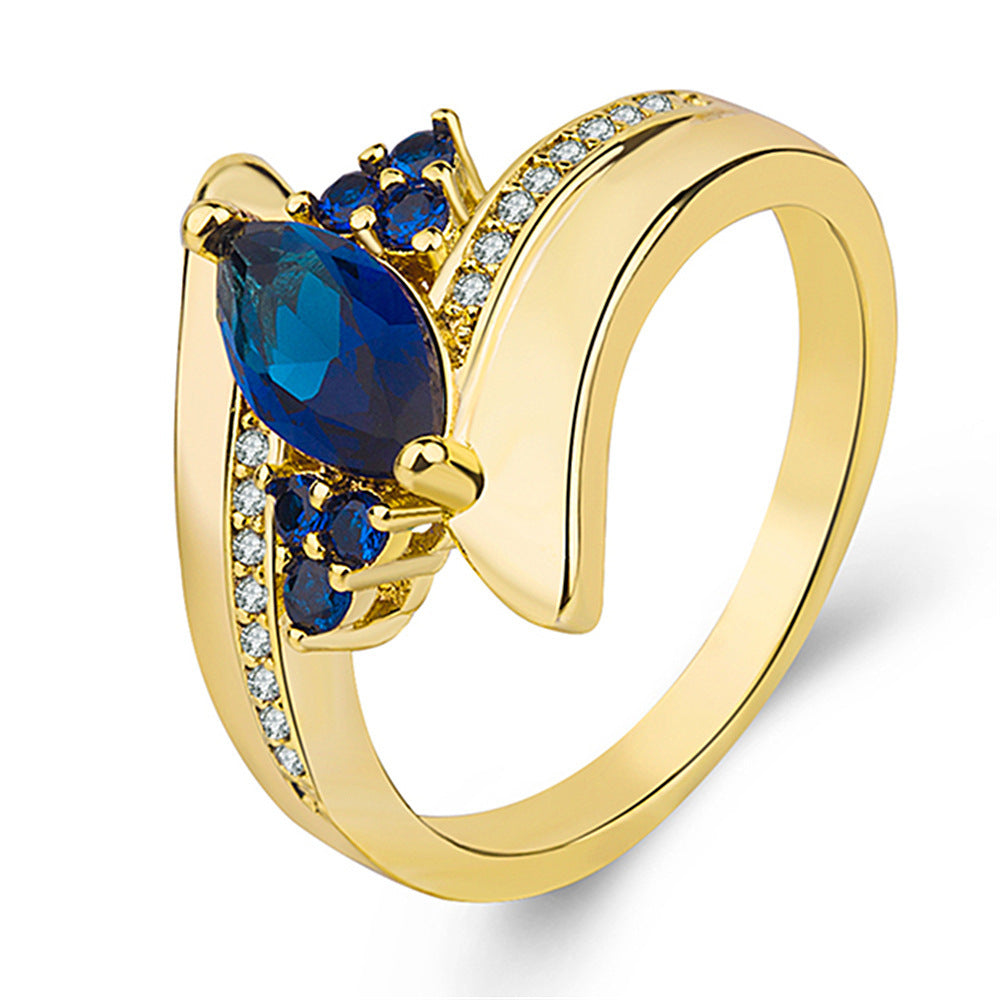 Colorful Zircon Ring Copper Inlaid Diamond Mens Jewelry