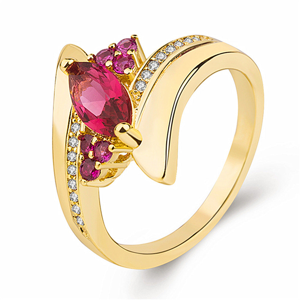 Colorful Zircon Ring Copper Inlaid Diamond Mens Jewelry