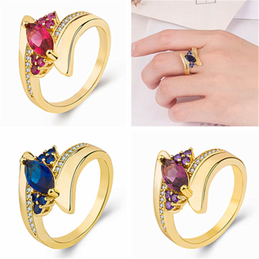 Colorful Zircon Ring Copper Inlaid Diamond Mens Jewelry
