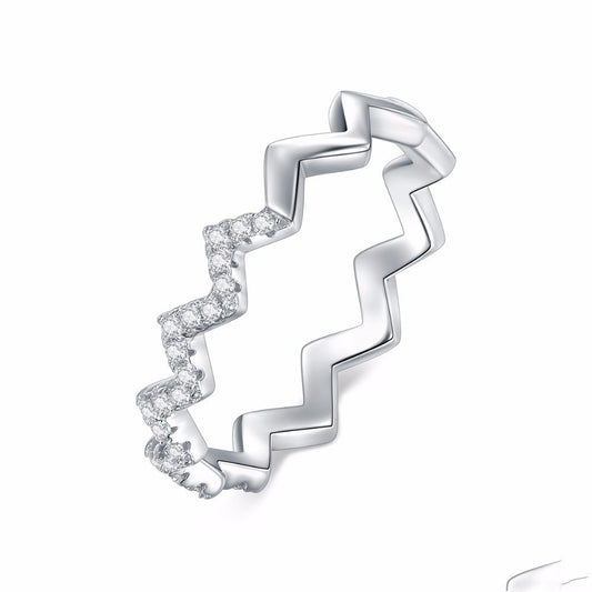 Womens Ring Sterling Silver Geometric Ring with Zircon Micro-Inlaid Design Trendy Fashion Jewelry Ring Gift for Her Party Ring Wedding Ring Engagement Ring