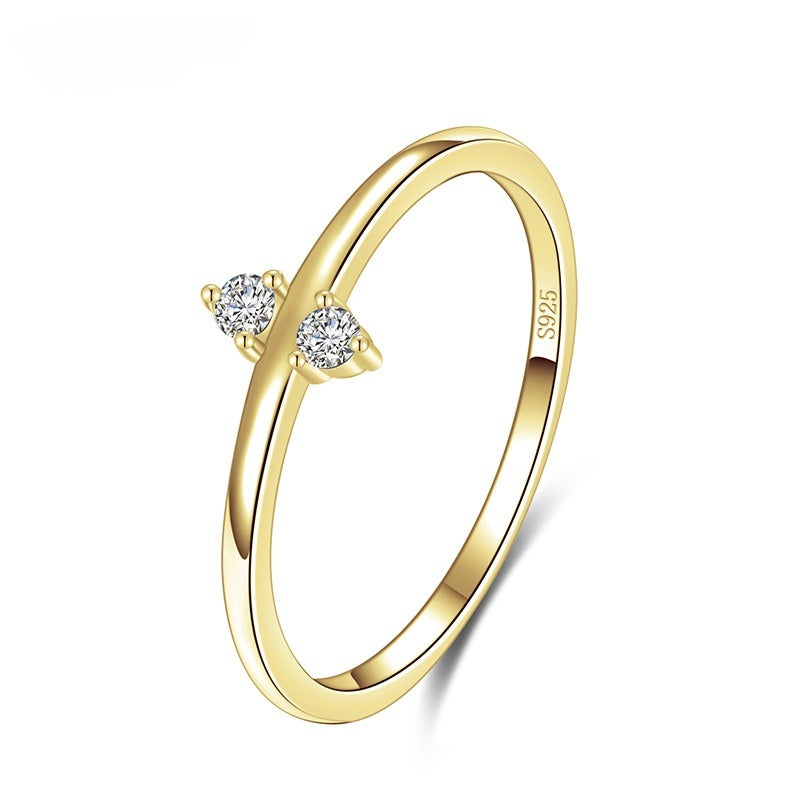 Womens Silver Ring with Zircon Inlay Geometric Design Ring Elegant Women's Jewelry Fashionable Silver Band Ring for Her Party Ring Gift for Ladies