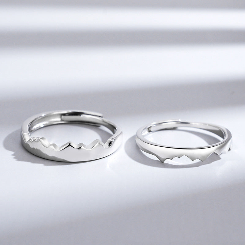 Sterling Silver Sun And Moon Couple Ring Set Adjustable 925 Jewelry Gift For Anniversary Geometric Elite Class