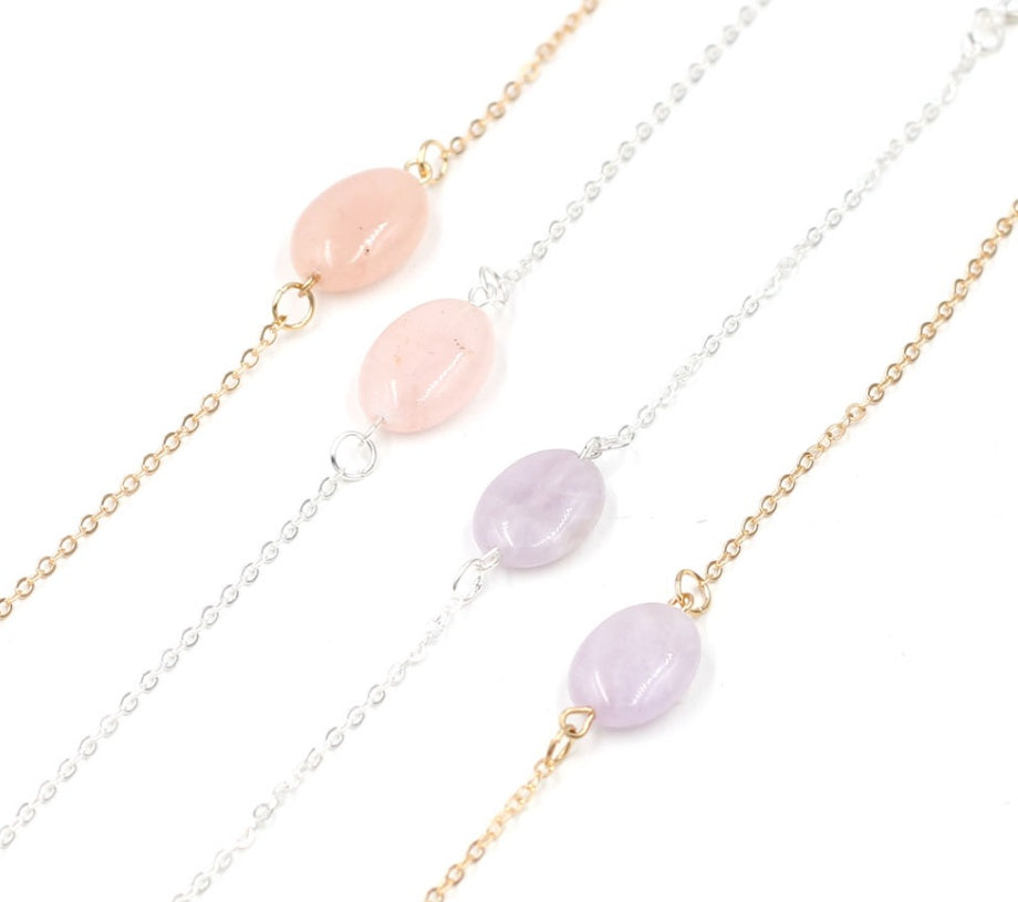 Womens Natural Stone Amethyst Bracelet Electroplated Alloy Oval Bangle Individually Packed Fashion Jewelry Gift For Her