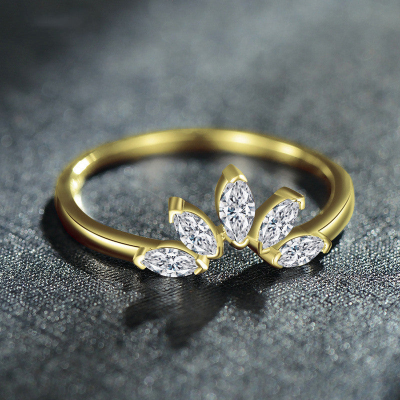 Womens Crown Ring S925 Silver Stacking Ring With Horse Eye Zircon Index Finger Ring Anniversary Gift Jewellery