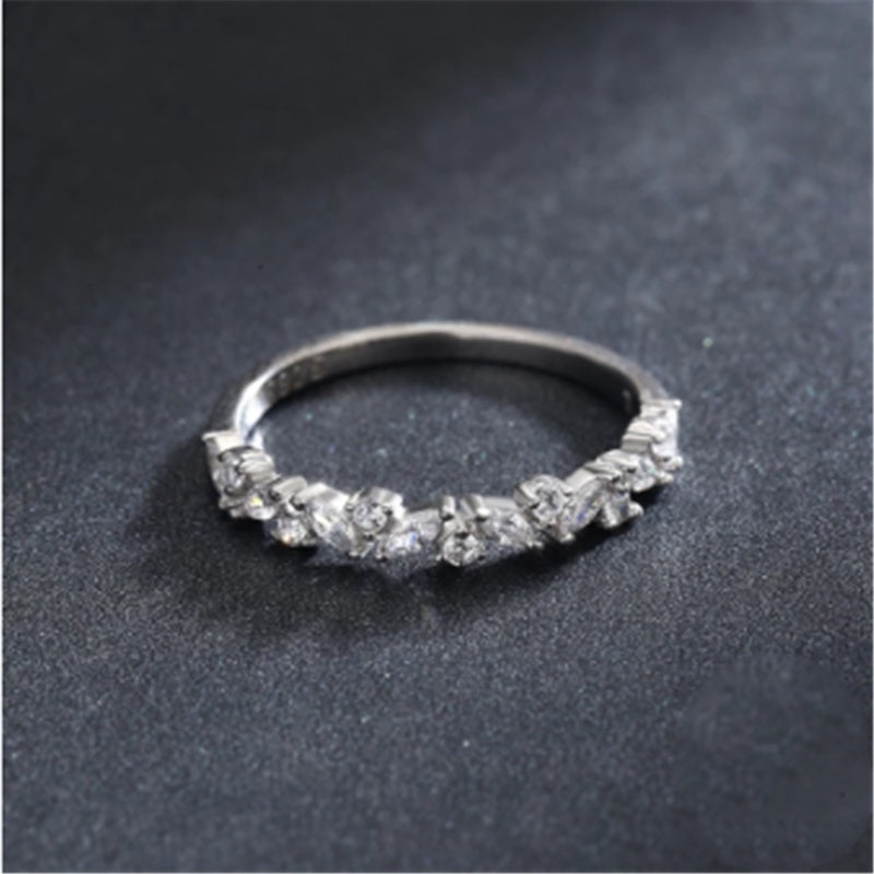 Womens S925 Silver Ring Diamond Shaped Zircon Gemstone Electroplated Rhombus Minimalist Jewelry For Her Elegant Gift