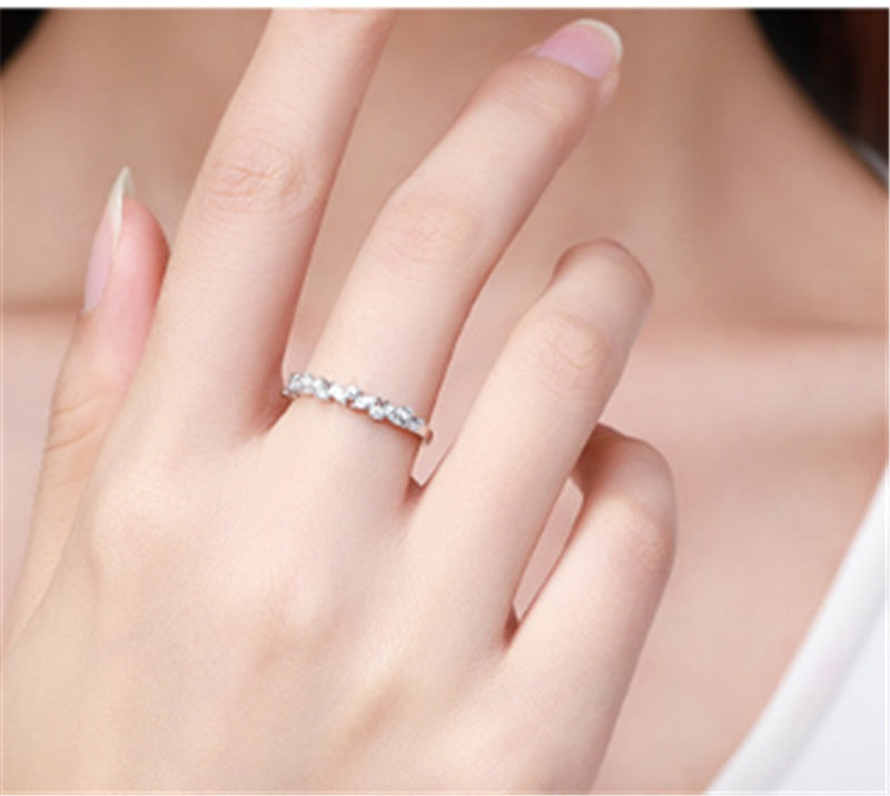 Womens S925 Silver Ring Diamond Shaped Zircon Gemstone Electroplated Rhombus Minimalist Jewelry For Her Elegant Gift