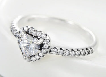 Womens Heart Ring 925 Sterling Silver Wedding Band Design Micro Inlaid Zircon Accent Individually Packed Gifts