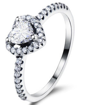 Womens Heart Ring 925 Sterling Silver Wedding Band Design Micro Inlaid Zircon Accent Individually Packed Gifts