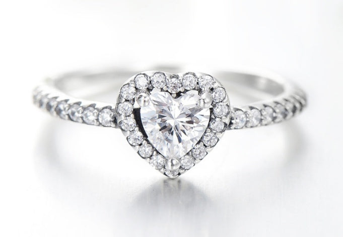 Womens Heart Ring 925 Sterling Silver Wedding Band Design Micro Inlaid Zircon Accent Individually Packed Gifts