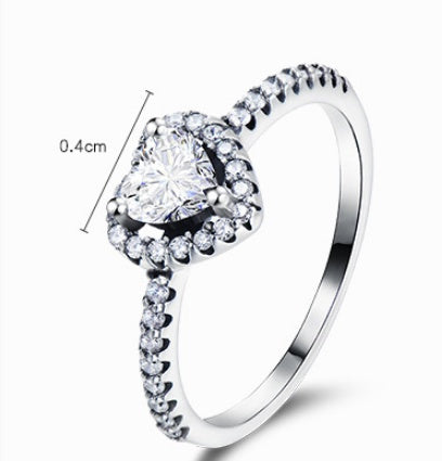 Womens Heart Ring 925 Sterling Silver Wedding Band Design Micro Inlaid Zircon Accent Individually Packed Gifts
