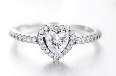 Womens Heart Ring 925 Sterling Silver Wedding Band Design Micro Inlaid Zircon Accent Individually Packed Gifts