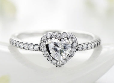 Womens Heart Ring 925 Sterling Silver Wedding Band Design Micro Inlaid Zircon Accent Individually Packed Gifts